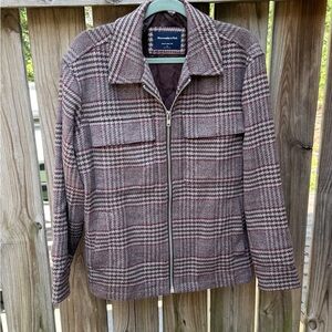 Abercrombie & Fitch Brown Plaid Zip Front Utility Jacket